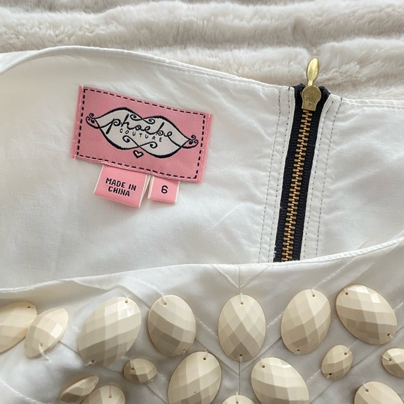 Phoebe Couture Embellished White Shift Cocktail Dress - Picture 8 of 14